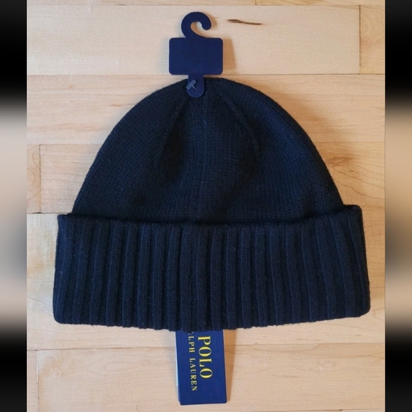 POLO Ralph Lauren CAMO BLOCK KNIT BEANIE Cuff BLACKOUT Winter Hat - Picture 3 of 8